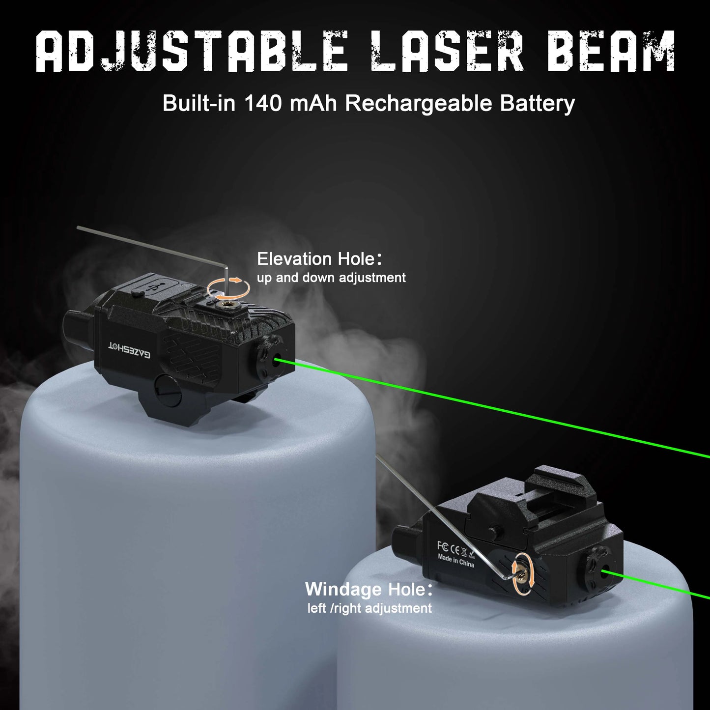 Blue Laser Sight Compatible with Picatinny Rail fit Pistol Glock Full Size Rechargeable Handgun Blue Laser Beam USB C Charging