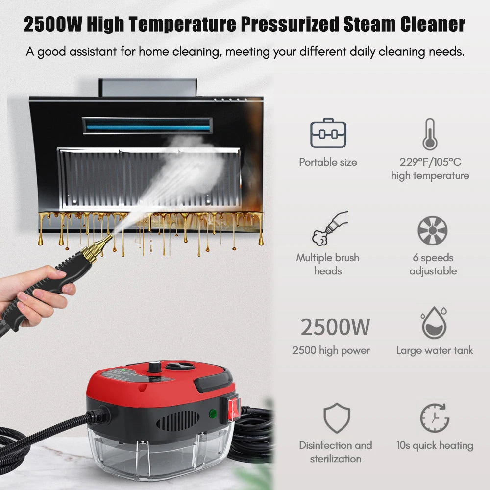 1500W Handheld Steam Cleaner High Power 6 Speeds Adjustable Practical Steam Cleaner for Kitchen Refrigerator: