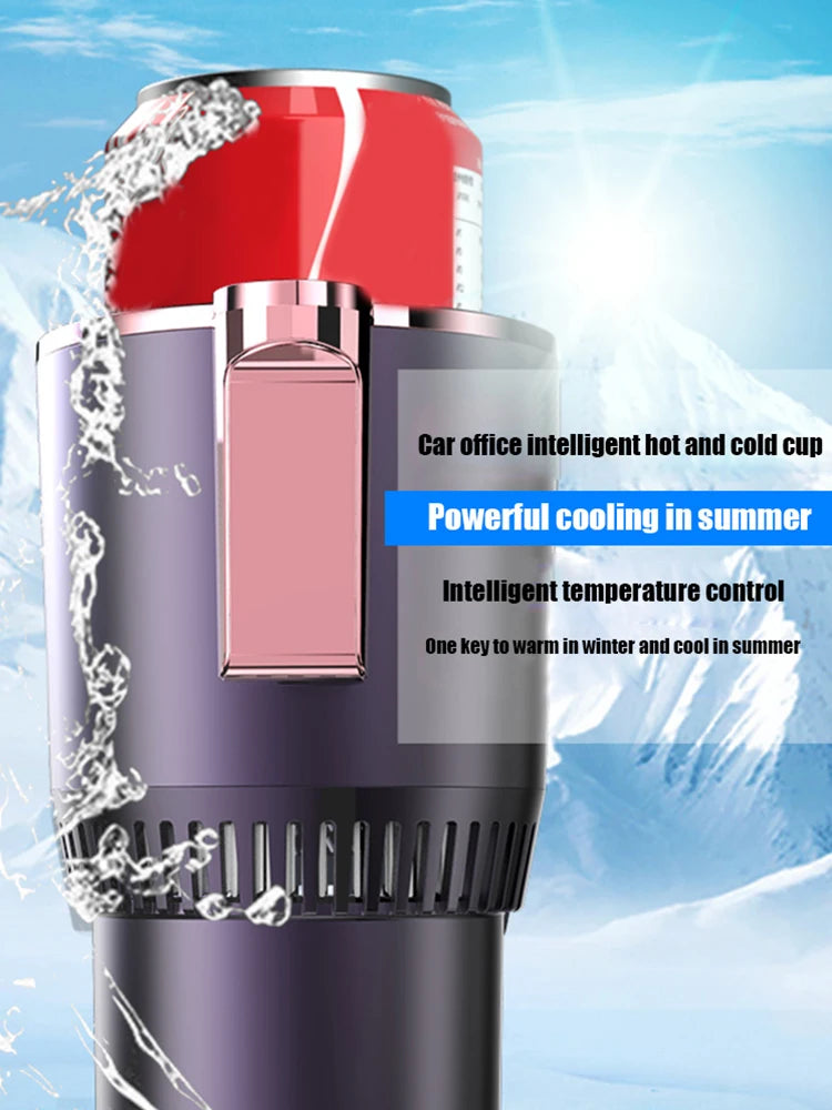 2-in-1 Smart Cooling Heating Car Cup Holder Intelligent Hot and Cold Cup Holder Mini Car Refrigerator Office Cooling and Heating