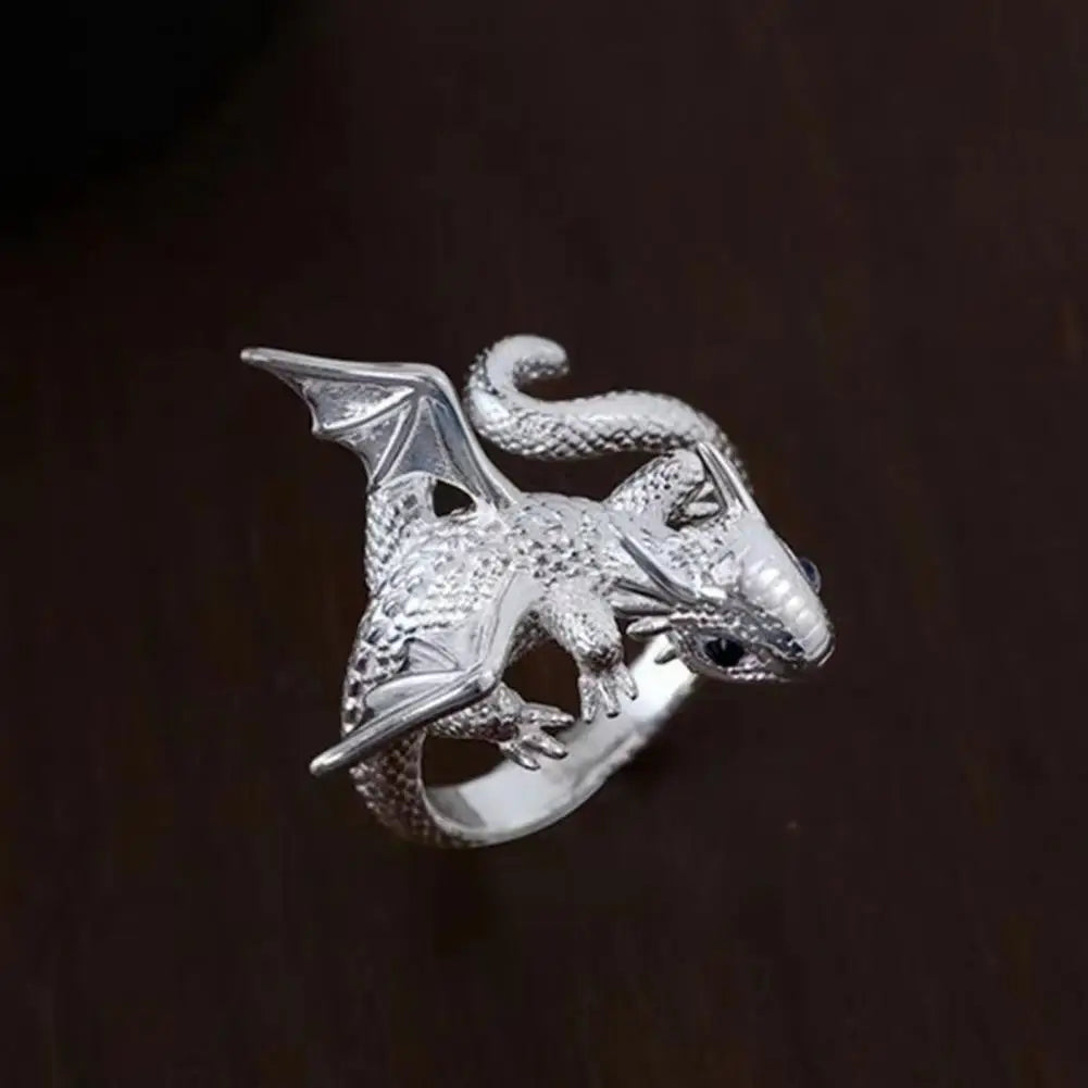 Dragon Rings Gothic Punk Style Pterosaur Wings Alloy Opening Adjustable Rings Vintage Jewelry Accessories Gifts For Women Men