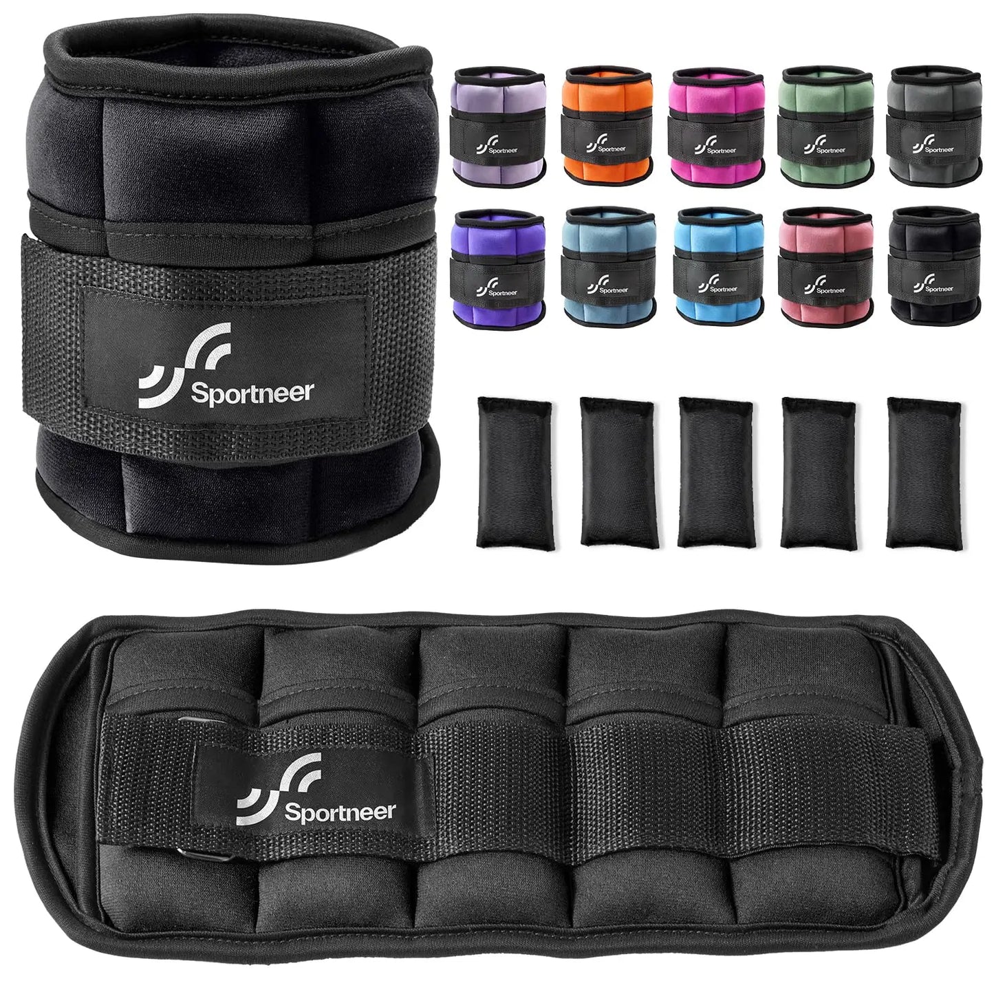Sportneer Adjustable Ankle Weights 1Pair 10lb Leg Weight Straps for Women Men Weighted Ankle Weights Set for Gym Fitness Workout