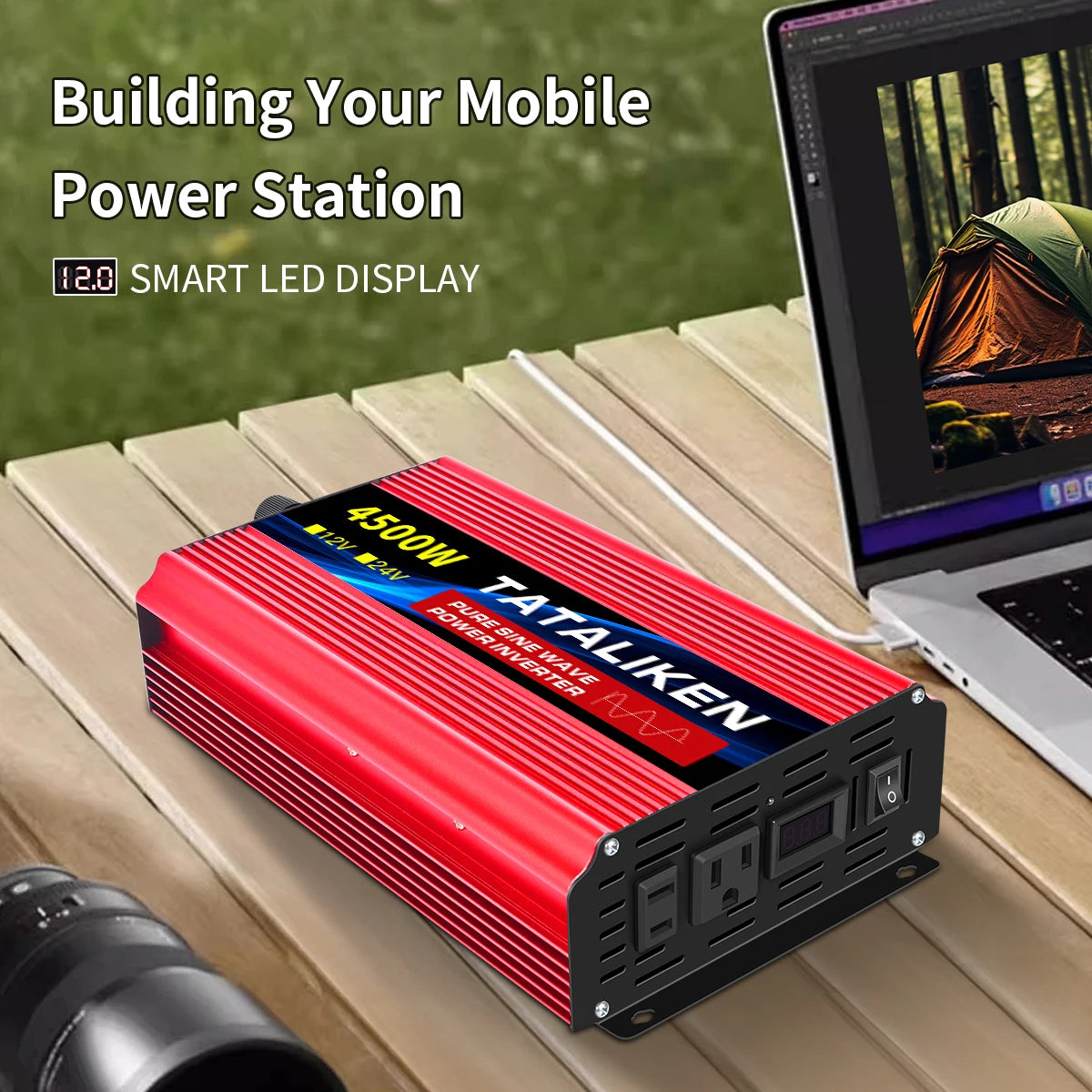 US Socket 12V To AC 110V 60HZ Pure Sine Wave Inverter Car Power 1600W/2200W/3000W Voltage Portable Converter with LED - TrendForce25