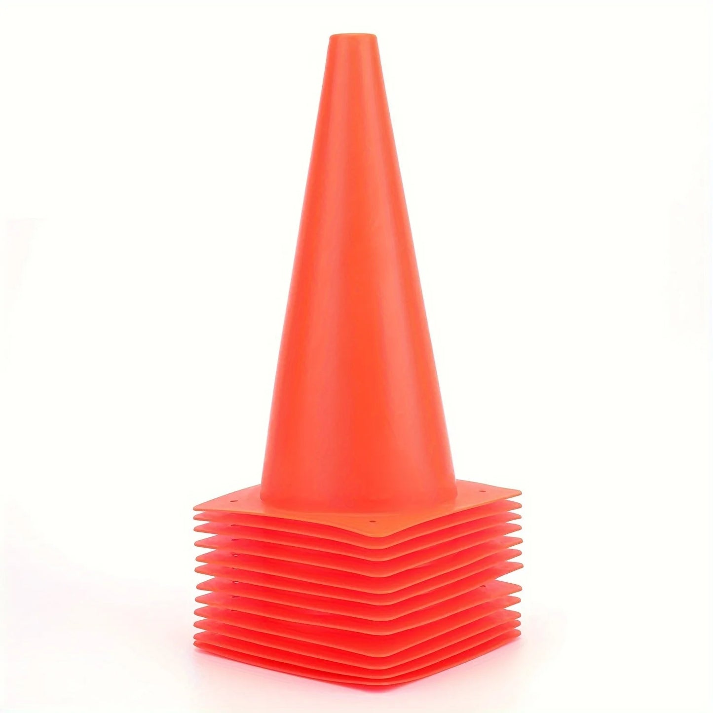 Durable Orange & Green 12Pcs 12 Inch Plastic Traffic Training Cones for Soccer Basketball Football Drills, Safety Parking Cones