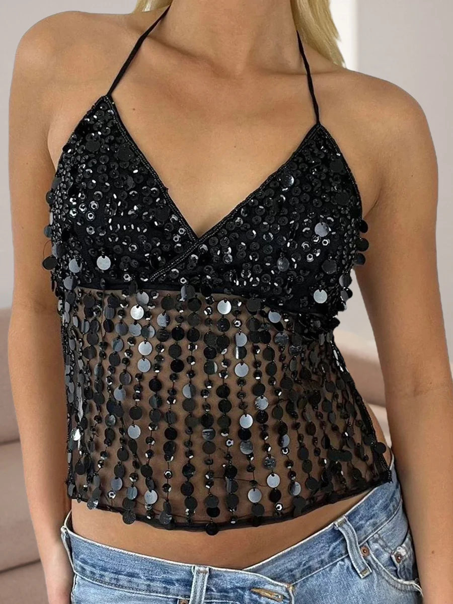 Women s V-Neck Sleeveless Blouse Summer Casual Loose Fit Lace Trim Tie Front Tank Tops with Adjustable Straps