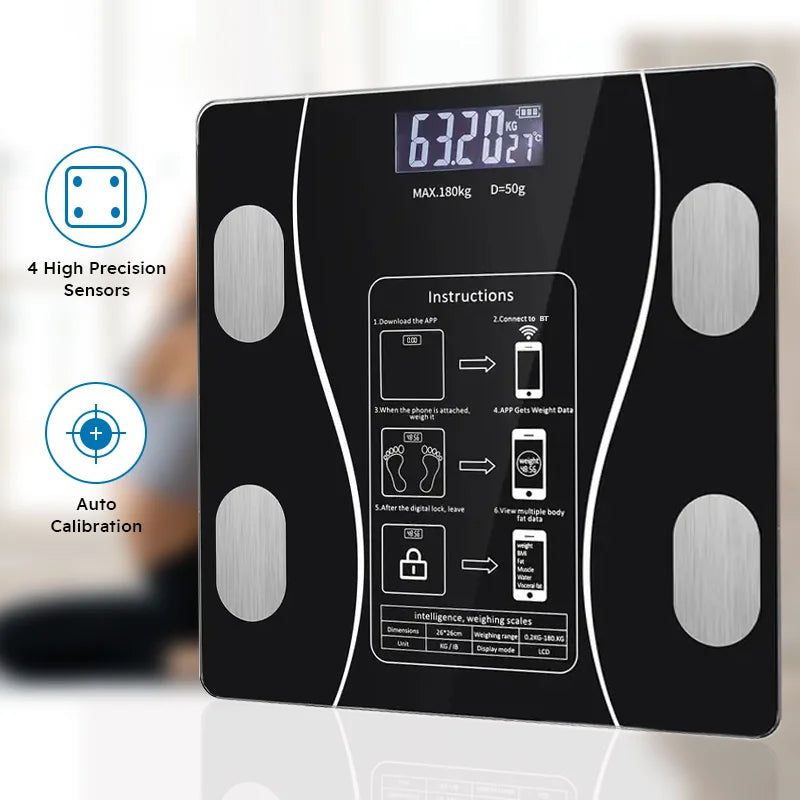 Smart Body Fat Scale Wireless LED Digital Bathroom Weight Scale Body Composition Analyzer Testing Scale - TrendForce25