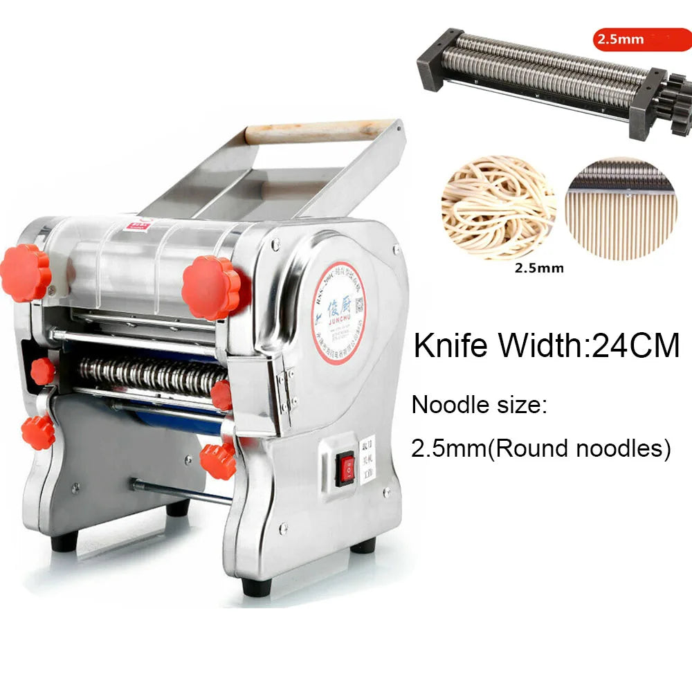 550W Electric Pasta Maker Noodle Machine Dumpling Skin Roller Steel Full Stainless Steel Dual Knife Noodle Maker For Commercial