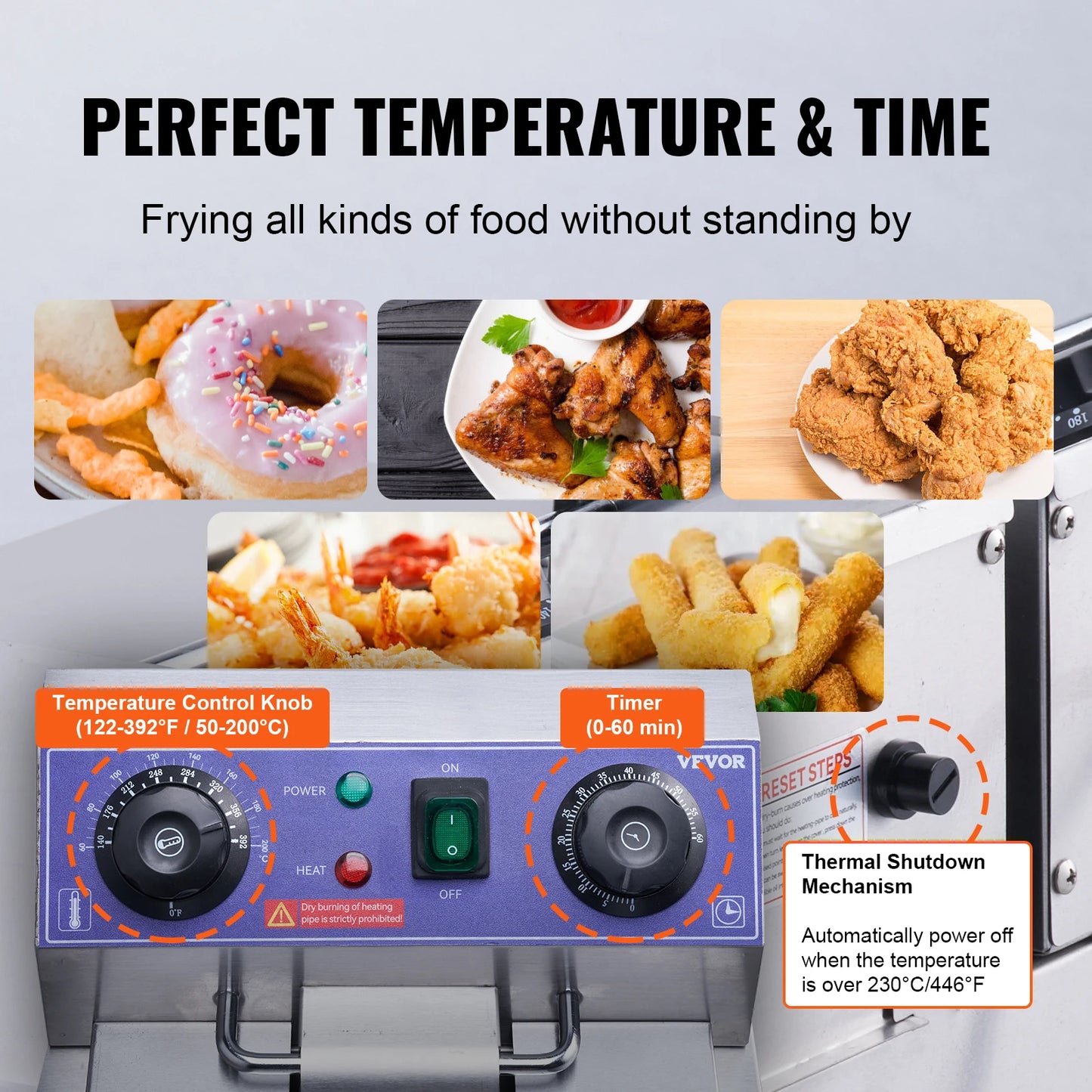 VEVOR 12L 5000W Electric Deep Fryer w/Dual Removable Tanks Commercial Countertop Fryer for Chicken French Fries Frying Chips - TrendForce25