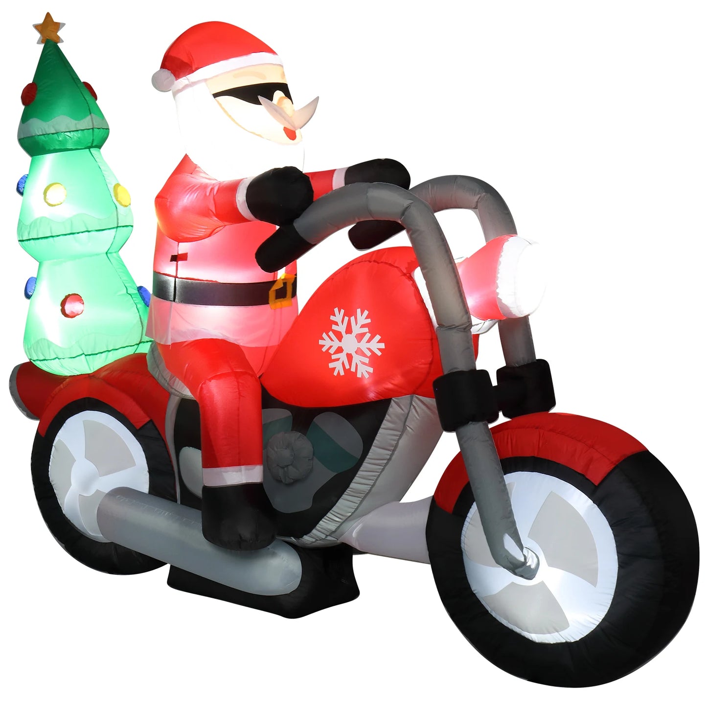 6ft Santa Riding Motorcycle 7 LED Lights Garden Santa Decoration 18W Christmas Garden Atmosphere Inflatable Air Model Decoration