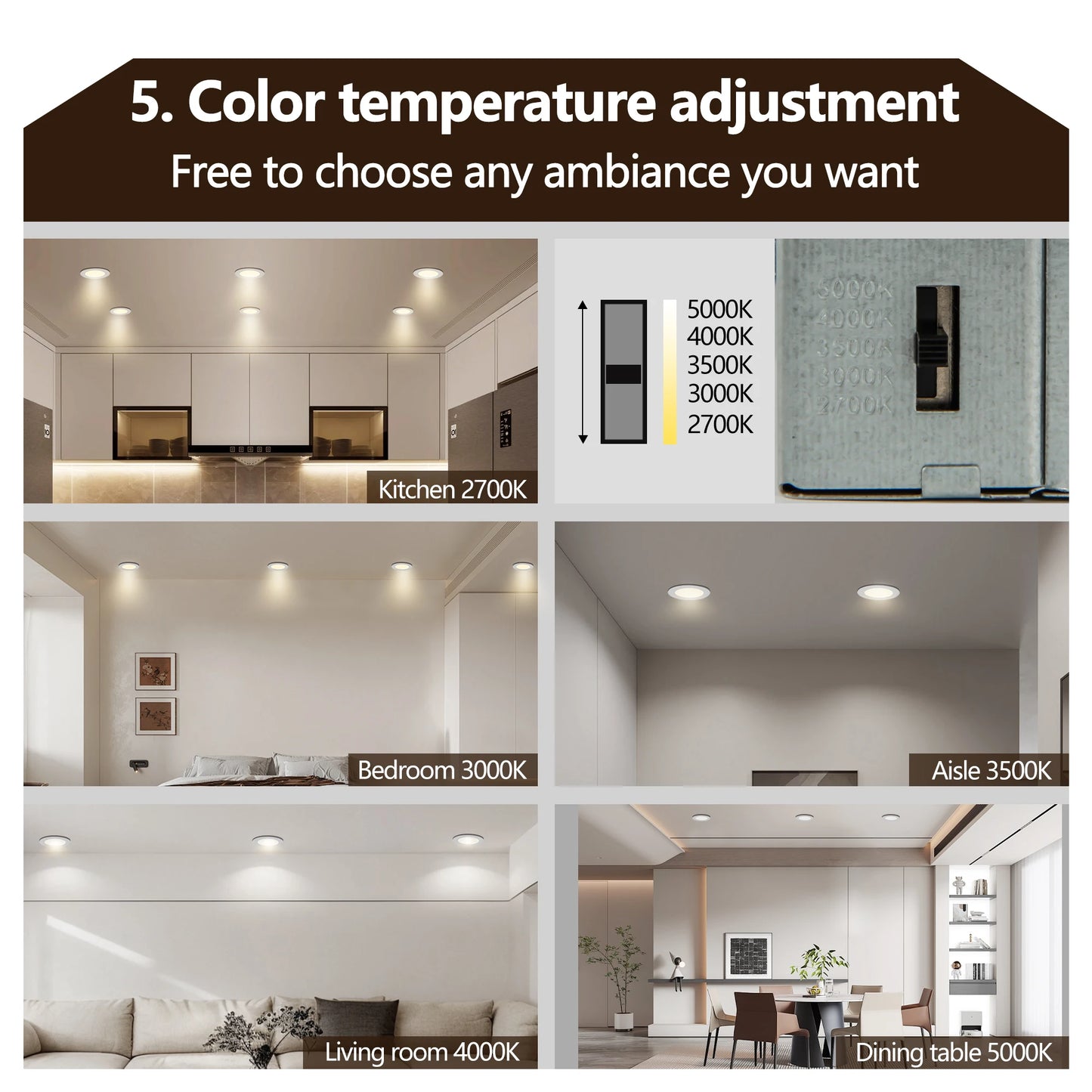 12-Pack 4 Inch Ultra-Thin LED Recessed Ceiling Light with Junction Box, 2700K-5000K Dimmable Color Changing Downlight