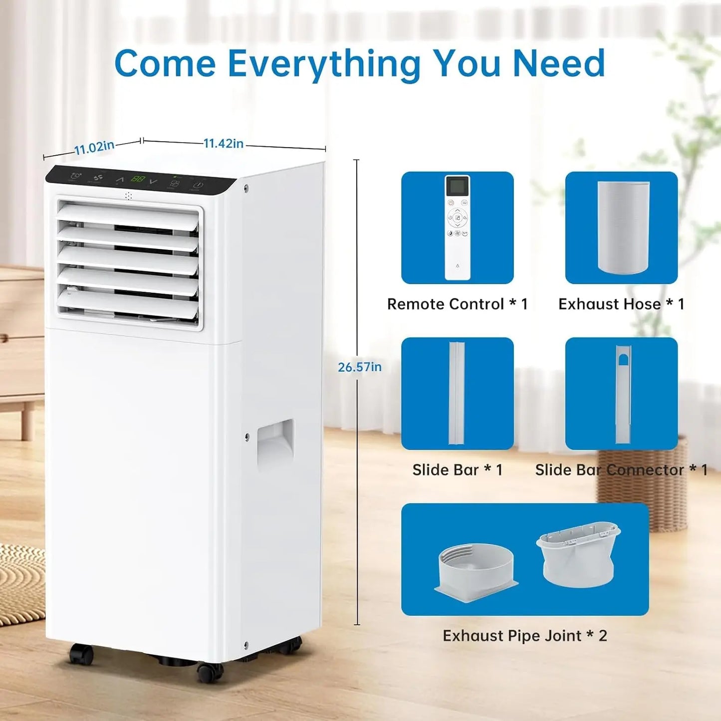 8000BTU Portable Air Conditioners With Remote Control And 24h Timer, 3 In 1 Low Noise Portable Ac Unit With Dehumidifier