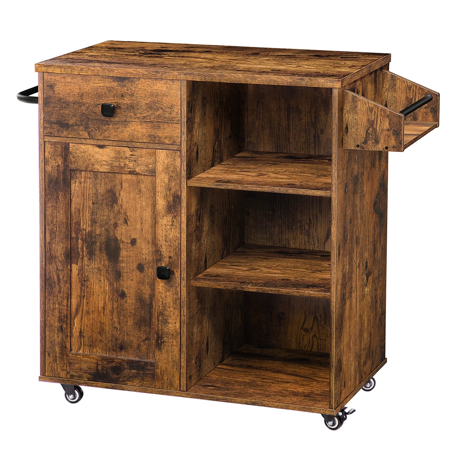 HOOBRO Kitchen Island Storage Cabinet with Drawer Stroller Kitchen Cart with Spice and Towel Rack Saving Space,