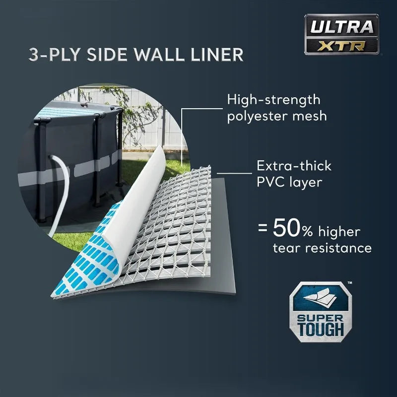 14' x 42" Round Above Ground Outdoor Swimming Pool Set with Sand Filter Pump, Ladder, Ground Cloth, and Po - TrendForce25