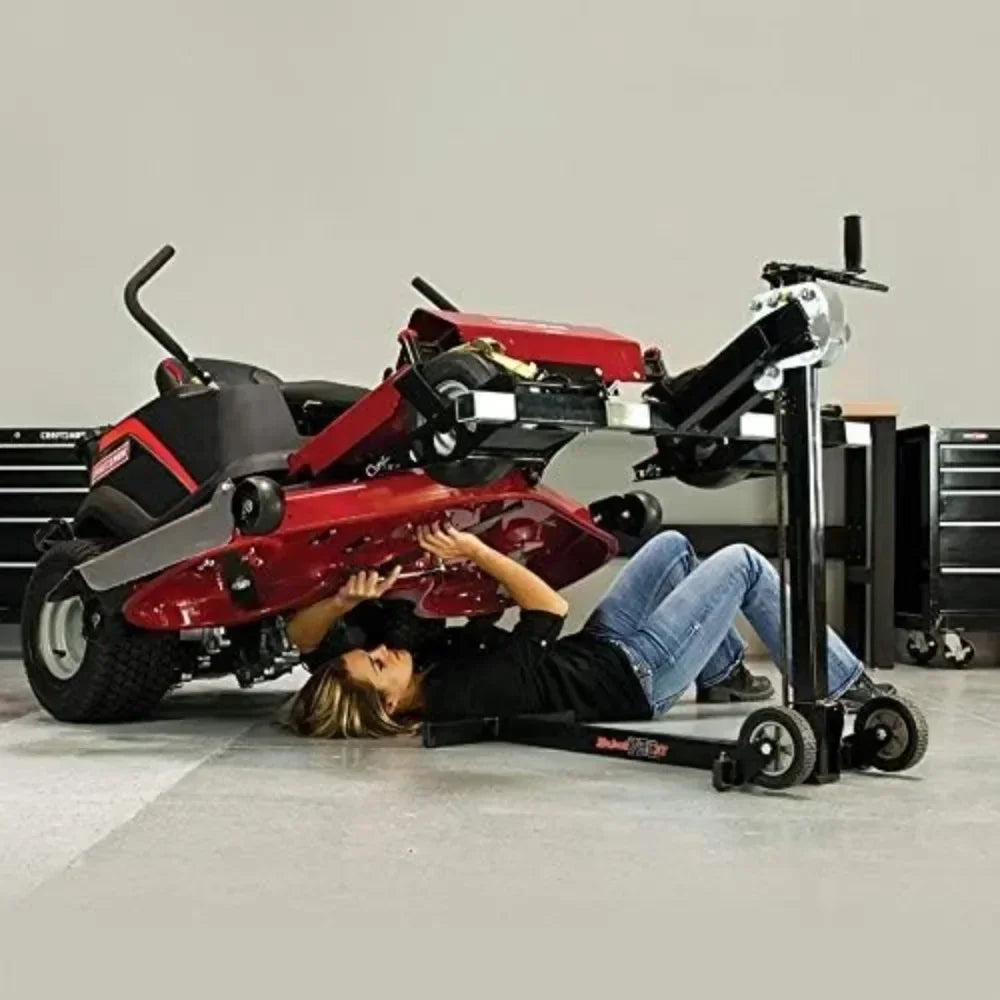 MJ750XT Riding Lawn Mower Lift: 750lb Capacity, Adjustable Wheel Span, Sturdy Design - Ideal for Lawn Tractors - TrendForce25