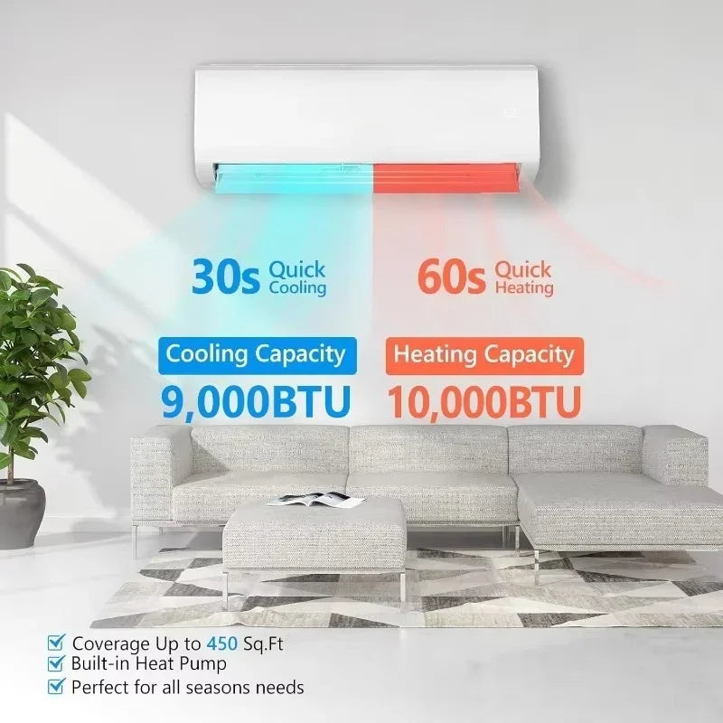 Authenticity guarantee.Mini Split Air Conditioner and Heater 9000BTU Wifi.HOME