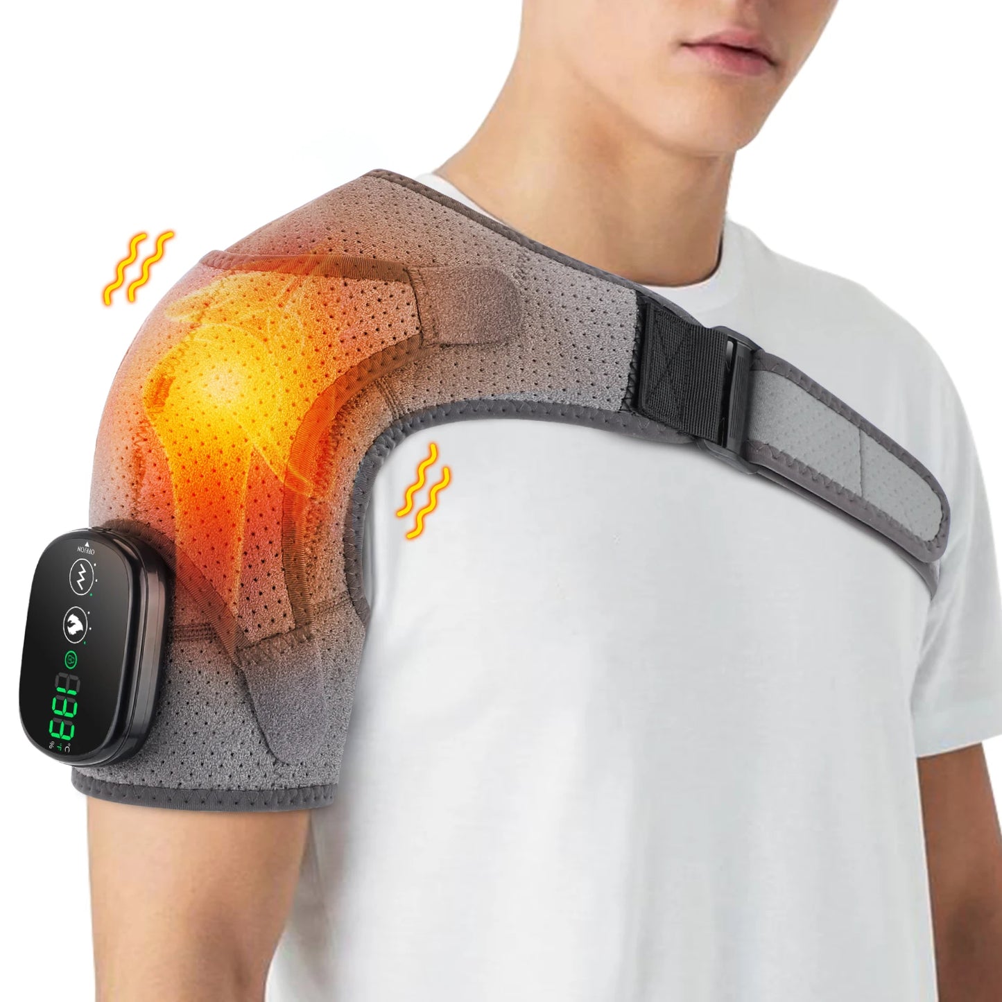 Adjustable Heating Vibration Shoulder Brace Support, Electric Heating Pad for Shoulder, Left and Right Shoulder Massager Warming - TrendForce25