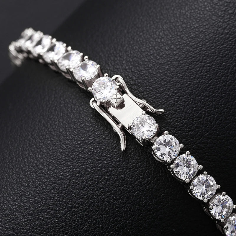 Real 4mm EF Color Moissanite Sparkling Full Diamond GRAY 925 Sterling Silver Wedding Engagement Party Jewelry Bracelet For Women - TrendForce25