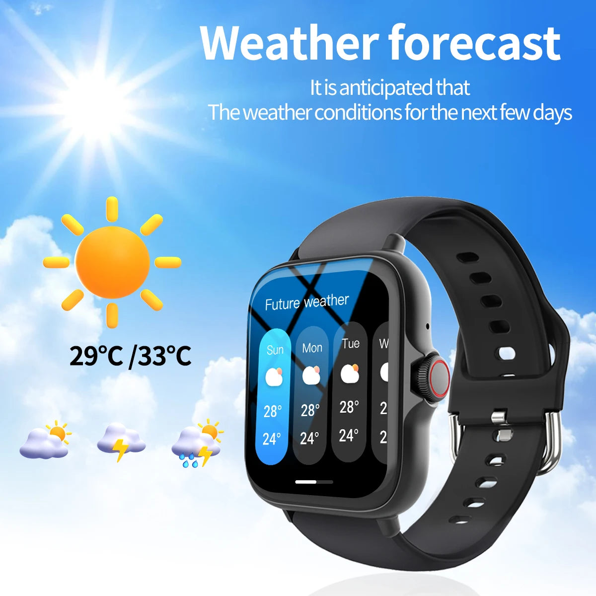 Smart watch with full touch screen, call, message reminder, music control and other functions, compatible with iPhone/android mo - TrendForce25
