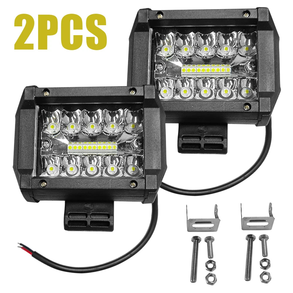 2/4 Pack 60W LED Car Work Light Bar, Dustproof LED Pods Light Bar, High-Brightness External Auxiliary Light Bar 12V Vehicles