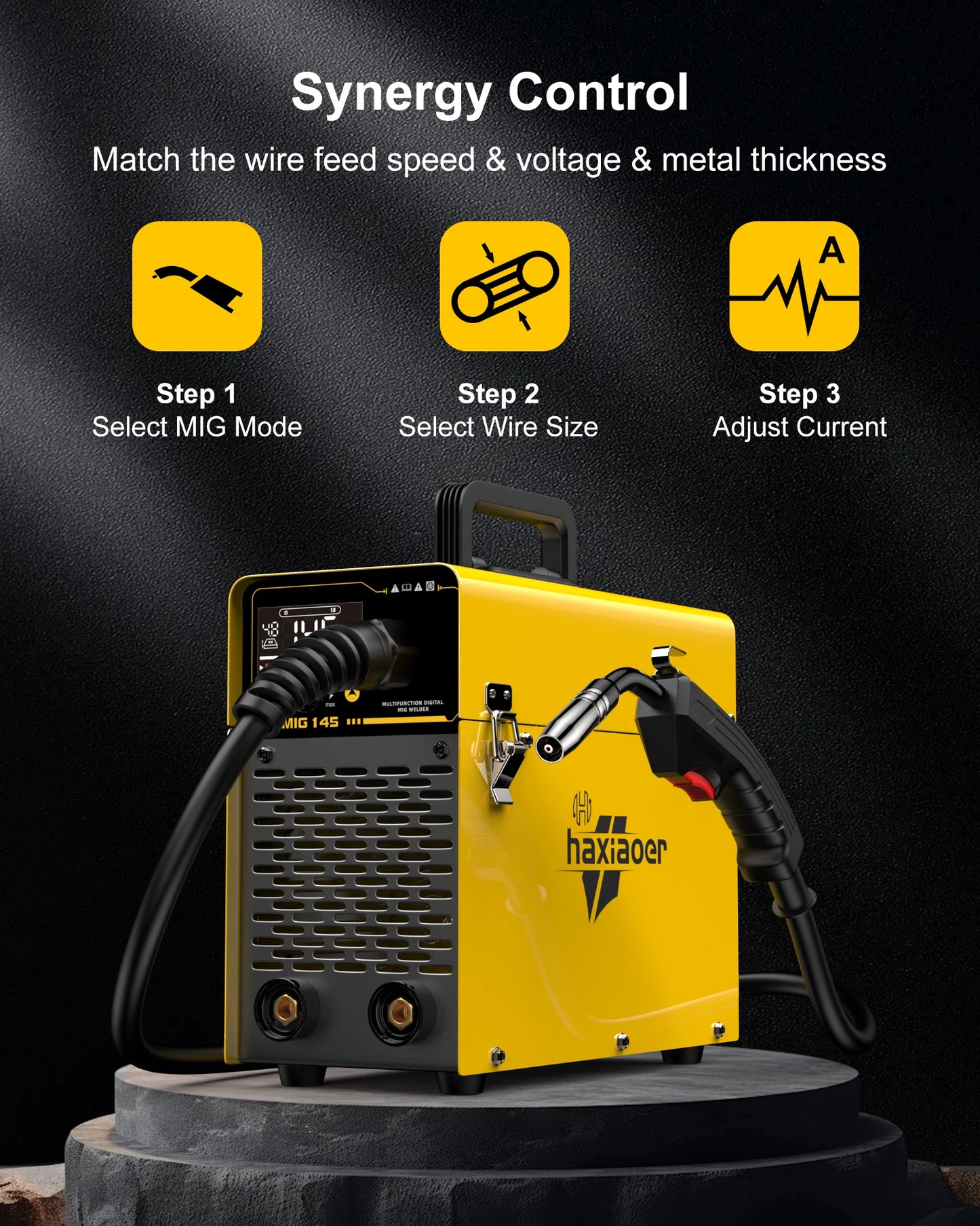 Haxiaoer MIG145 Welding Machine MMA/GASLESS MIG/LIFT TIG 120A Welder Flux Core Welder for Carbon Steel Stainless Steel - TrendForce25
