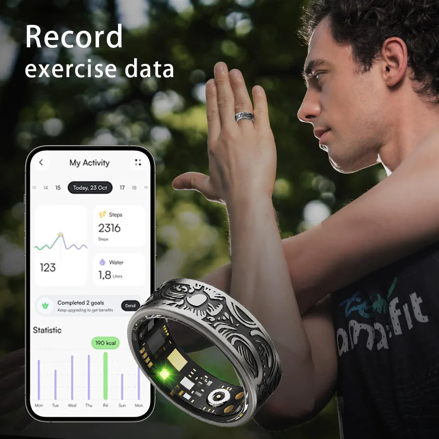 smart vintage ring integrates design with modern technology, offering a stylish and practical wearable device.black - TrendForce25