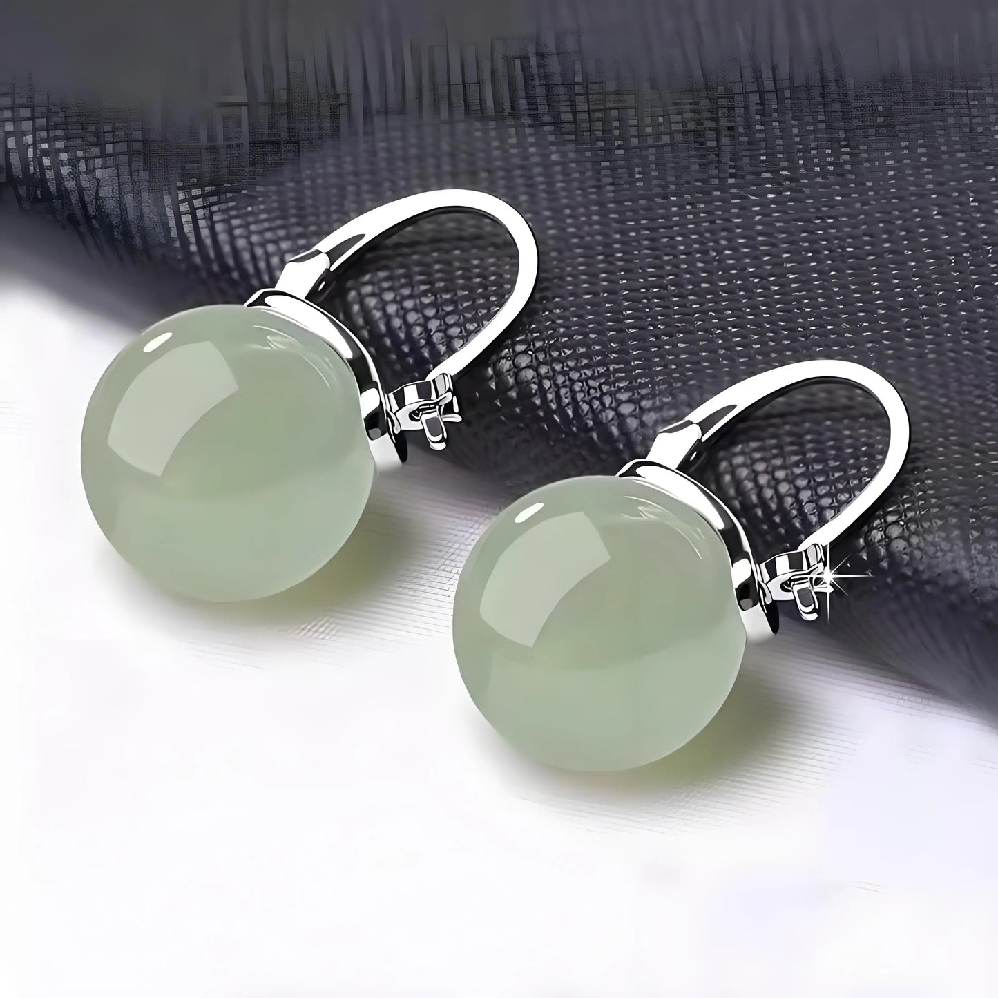 Elegant Jade Drop Earrings for Women - Hypoallergenic Ear Clips with Premium Green Gemstone - TrendForce25