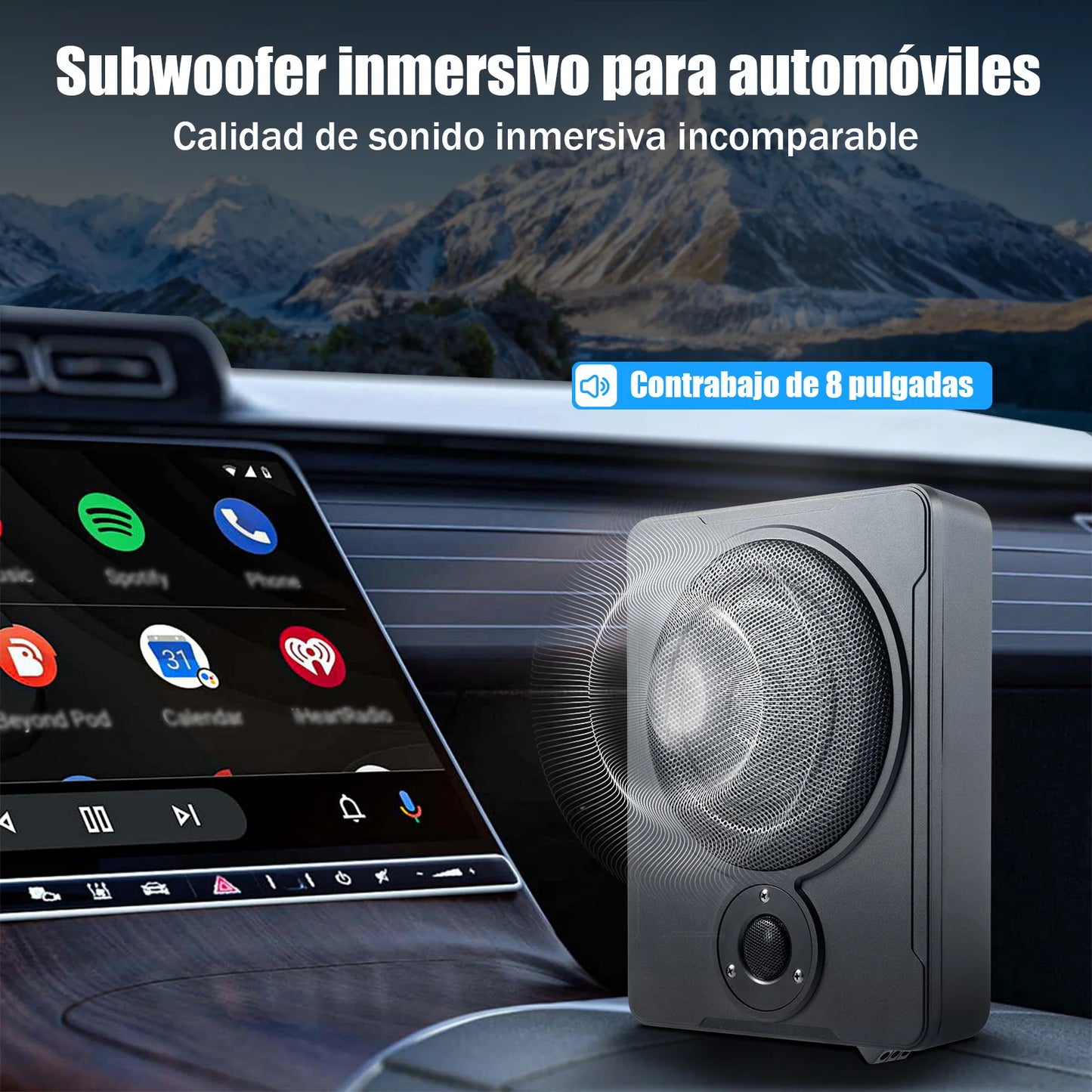 Sub Bass Speaker Car or Truck Audio Slim Kit Under-Seat Powered Subwoofer 8Inch 600W - TrendForce25