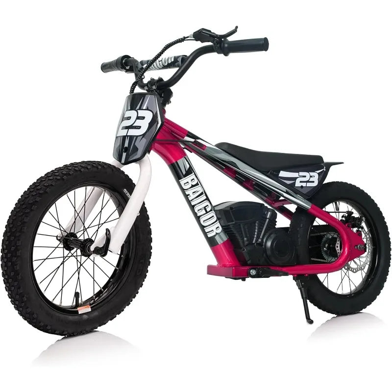 Electric Dirt Bike Kids Ages 6-12, 250W Motorcycle Up 5.5MPH 24V Detachable Battery 16'' Inflatable Tire Balance Bike(Pink) - TrendForce25