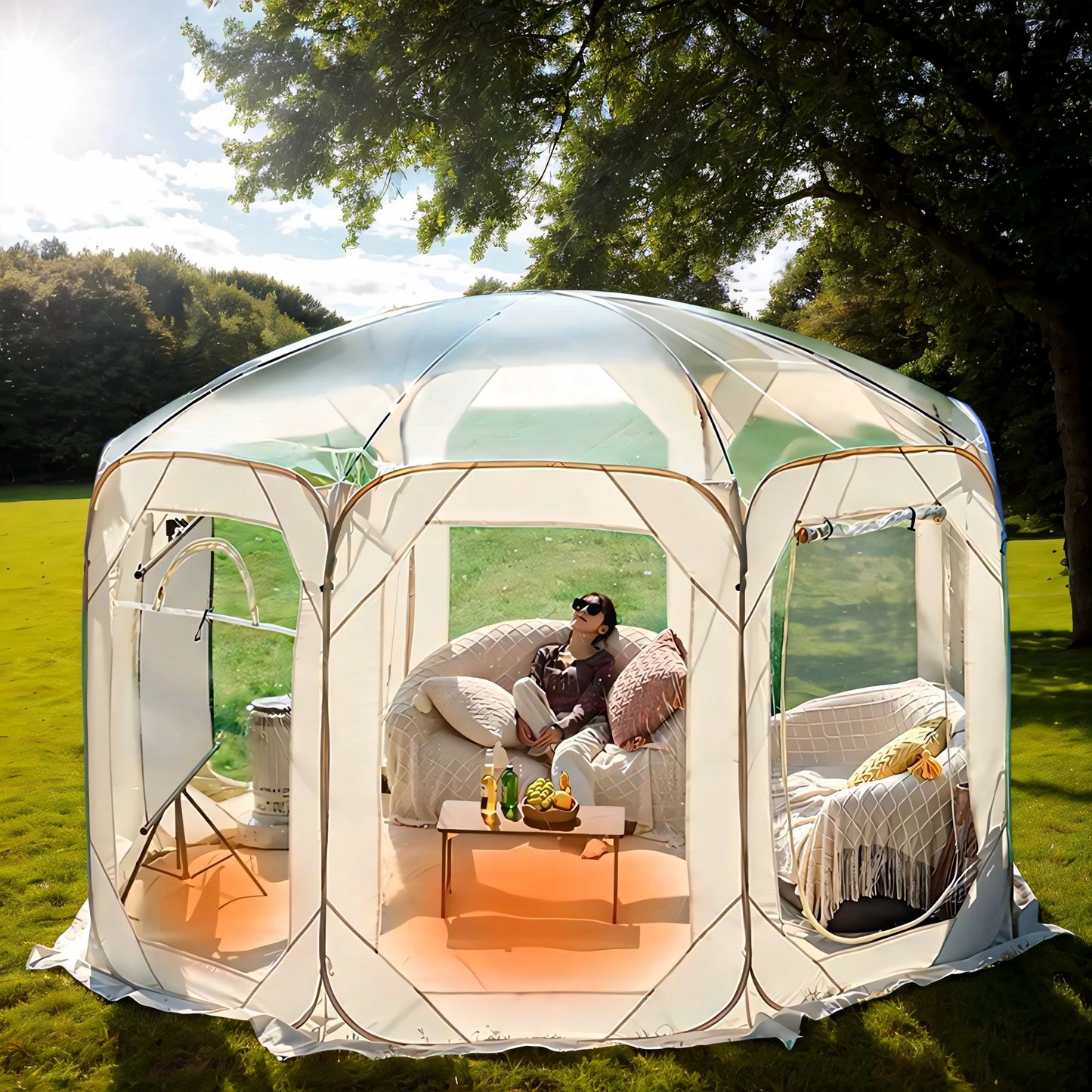Outdoor Transparent Tent Portable Folding Camping Thickening Tent Starry Sky Bubble House Shade Winter Sunshine Wind/Waterproof - TrendForce25