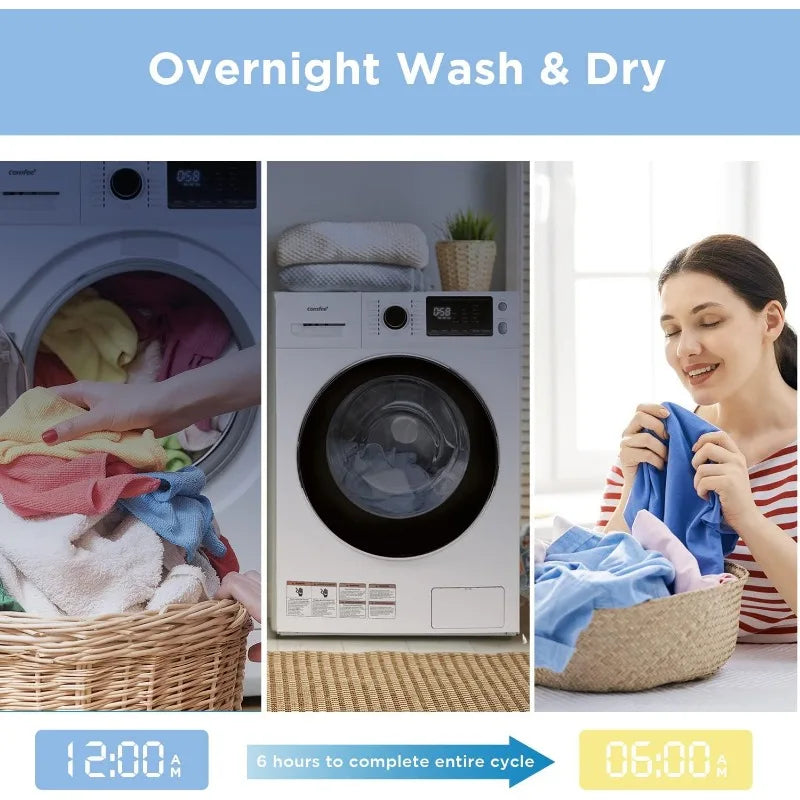 COMFEE’ 24"Washer and Dryer Combo 2.7cu.ft 26lbs Washing Machine Steam Care, Overnight Dry, No Shaking Front Load Full-Automatic - TrendForce25