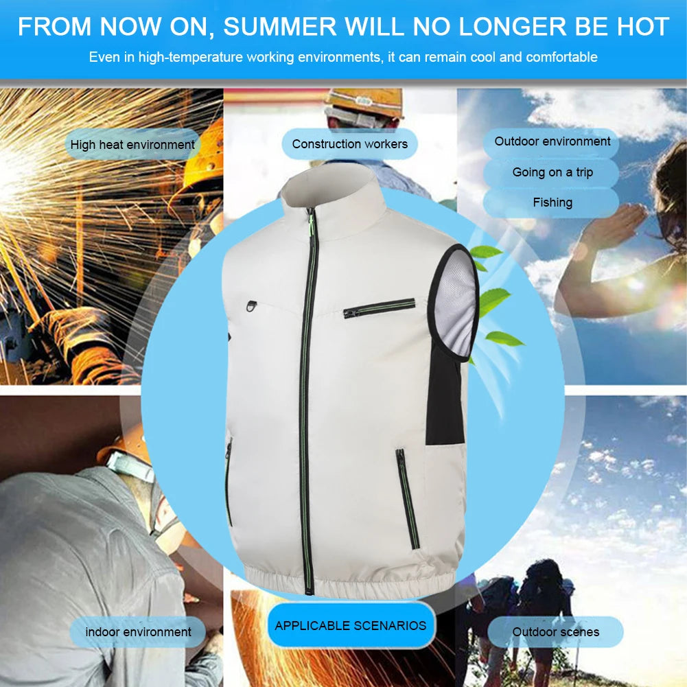 Summer Sport Fan Air Condition Cool Man Woman Travel Ultralight Brand Outdoor Vest Clothes Jacket Sun Windbreaker Fishing Worker