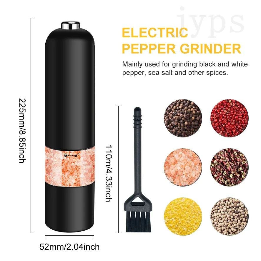 Automatic Salt Pepper Grinder Electric Spice Mill Grinder Seasoning Adjustable Coarseness Kitchen Tools Grinding For Cooking BBQ - TrendForce25