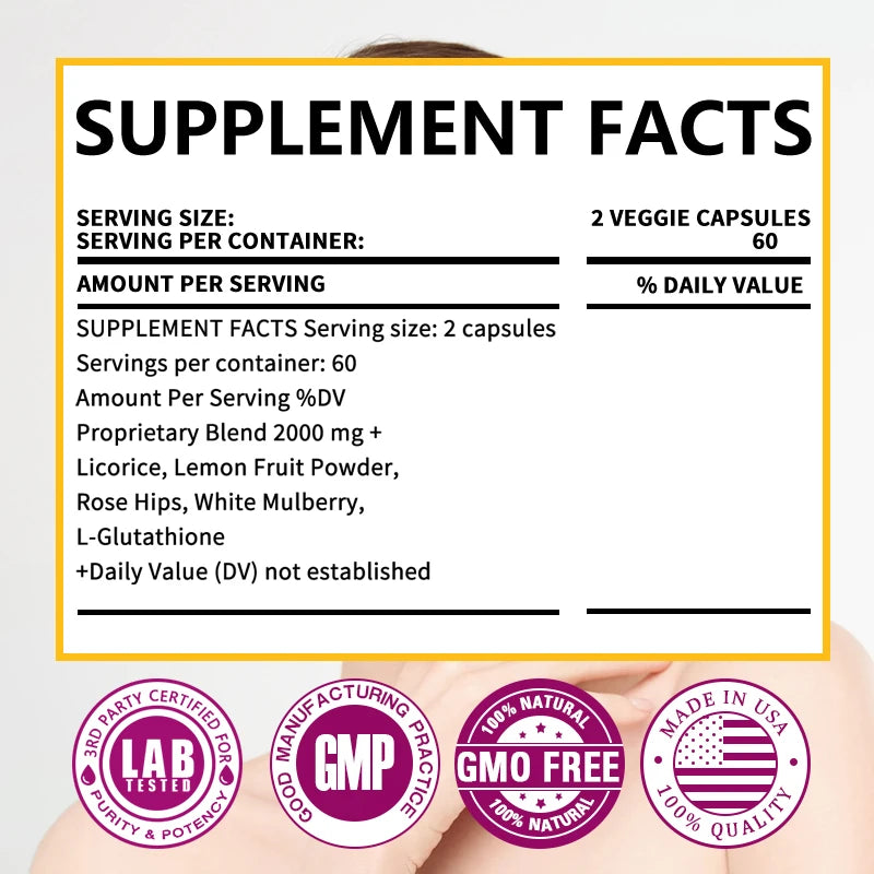L-Glutathione Capsules for Whitening, Anti-Aging, Acne & Dark Spots, 2000 Mg + Proprietary Blend - TrendForce25