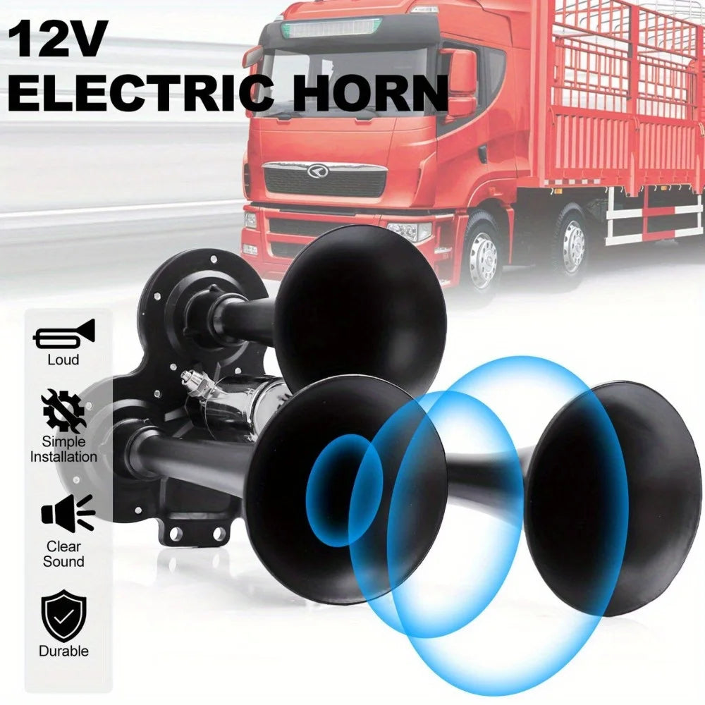 Super Loud Train Electric Air Horn 600DB 3 Trumpets Car Truck Boat Speaker - TrendForce25