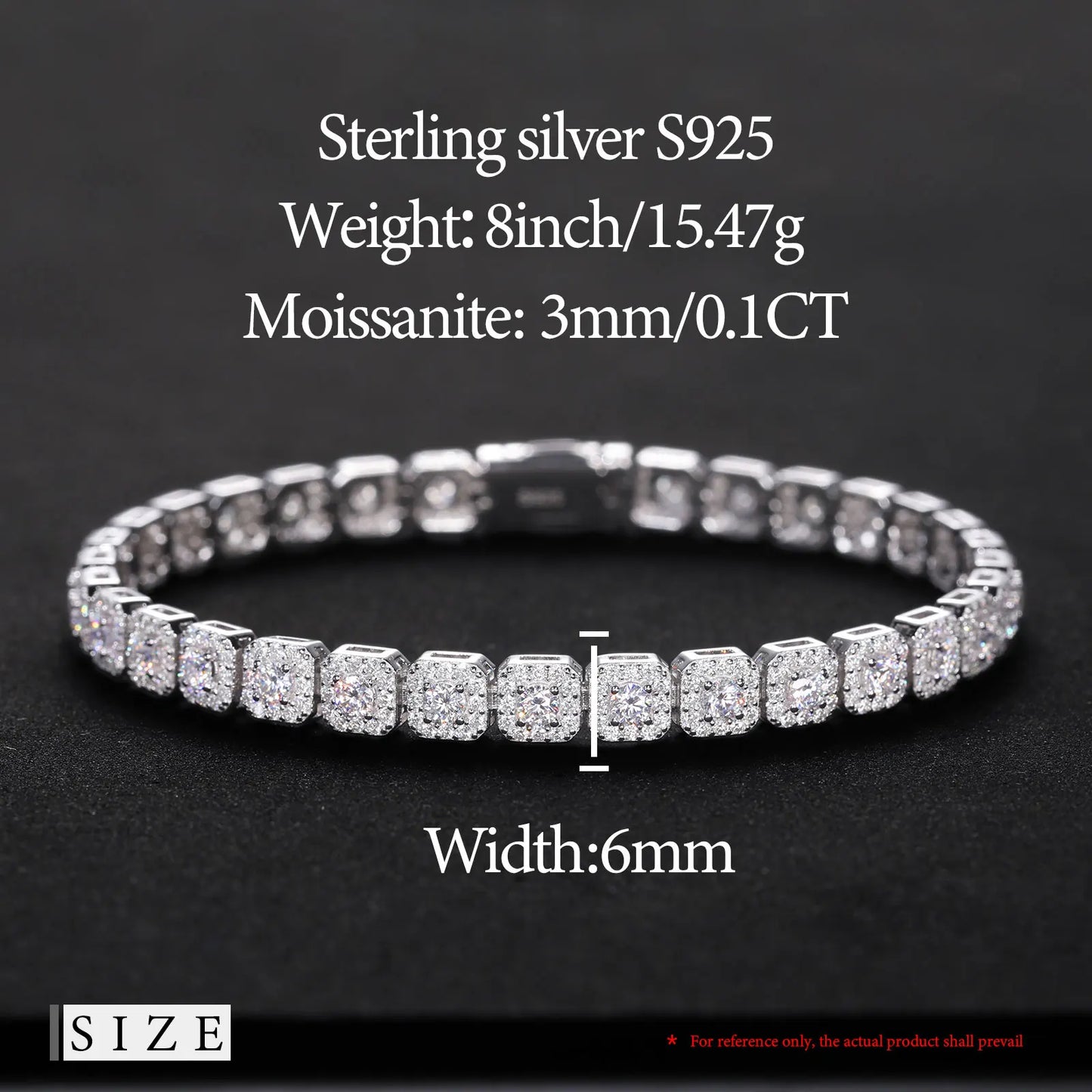 Iced Out Moissanite Halo Tennis Bracelet for Women Men S925 Sterling Silver 18k Gold Plated Jewelry with GRA Bracelets Gifts - TrendForce25