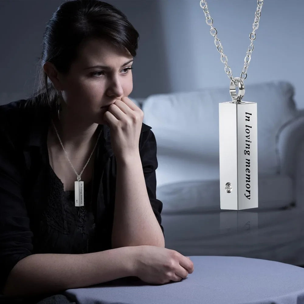 8 Pcs Urn Necklace for Ashes; Stainless Steel Cremation Jewelry for Women and Men. Cylinder Keepsake Pendants with Funnel