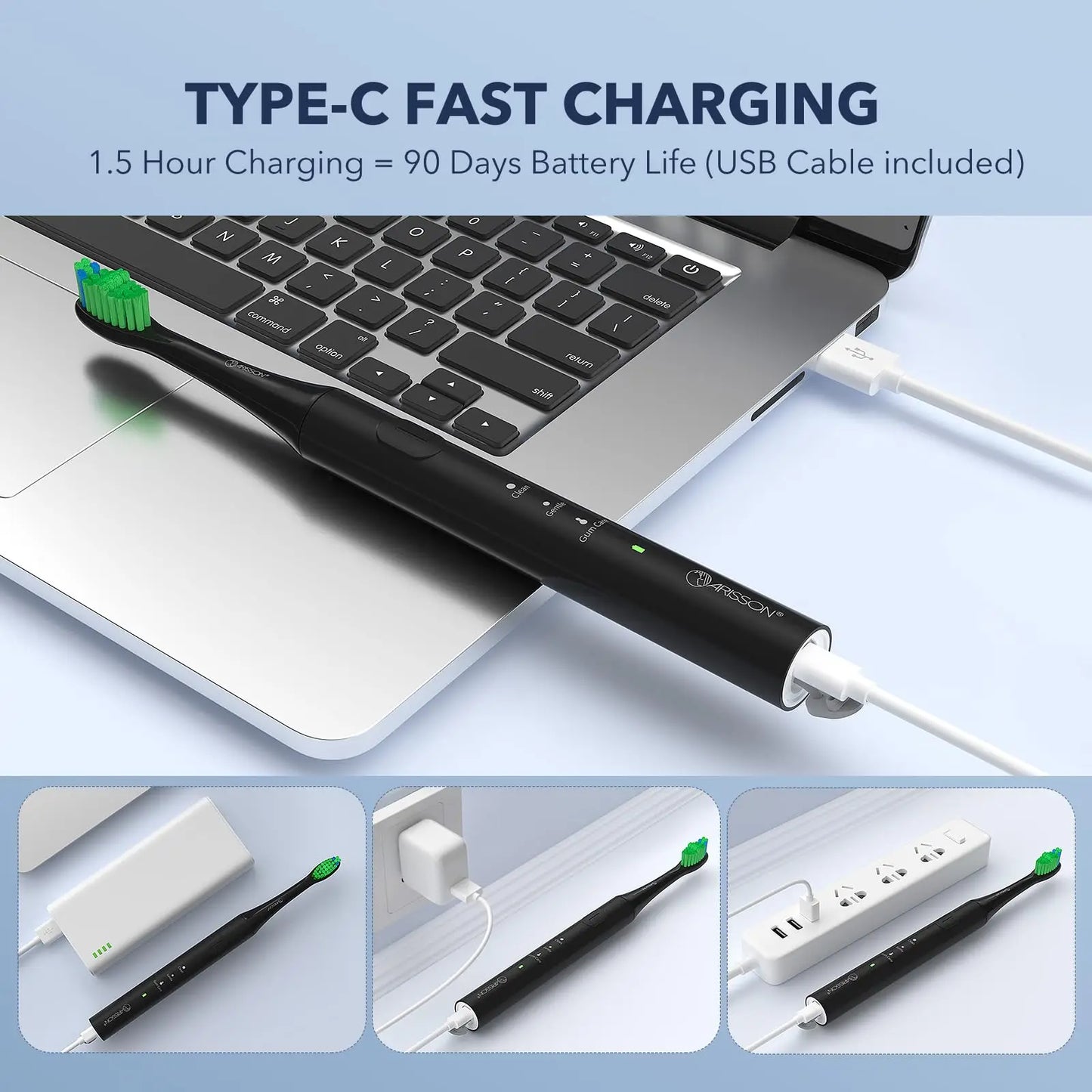Sonic Electric Toothbrush for Adults and Kids, 1.5H Charge for 90 Days, 40,000 VPM Power Toothbrush, Ultrasonic Electric Tooth - TrendForce25