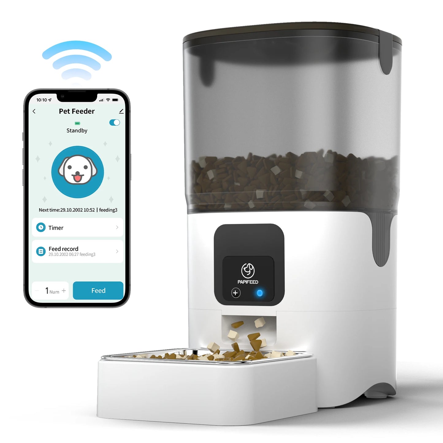PAPIFEED Smart Automatic Cat Feeders WiFi Pet Feeder with APP Control for Remote Feeding Detachable for Easy Clean Cat Food - TrendForce25