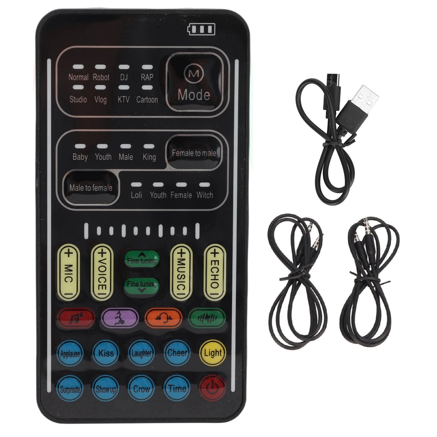Multifunctional Voice Disguiser Black 8 Voice Changes 8 Built in Sound Effects Voice Changer Portable for Live Streaming