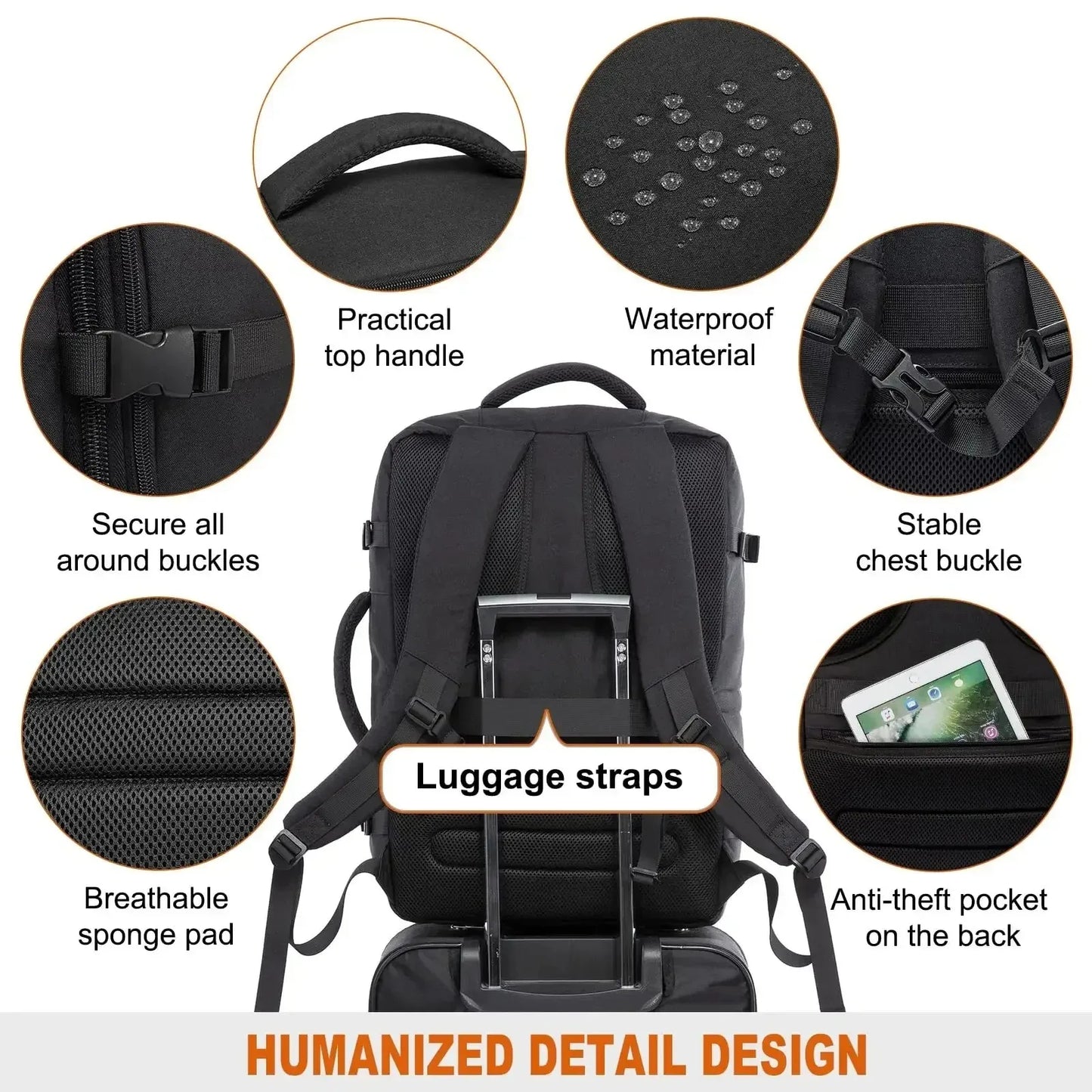 40L Large Capacity Backpack Laptop Backpack Expandable Large Suitcase Waterproof Luggage Travel Backpack - TrendForce25