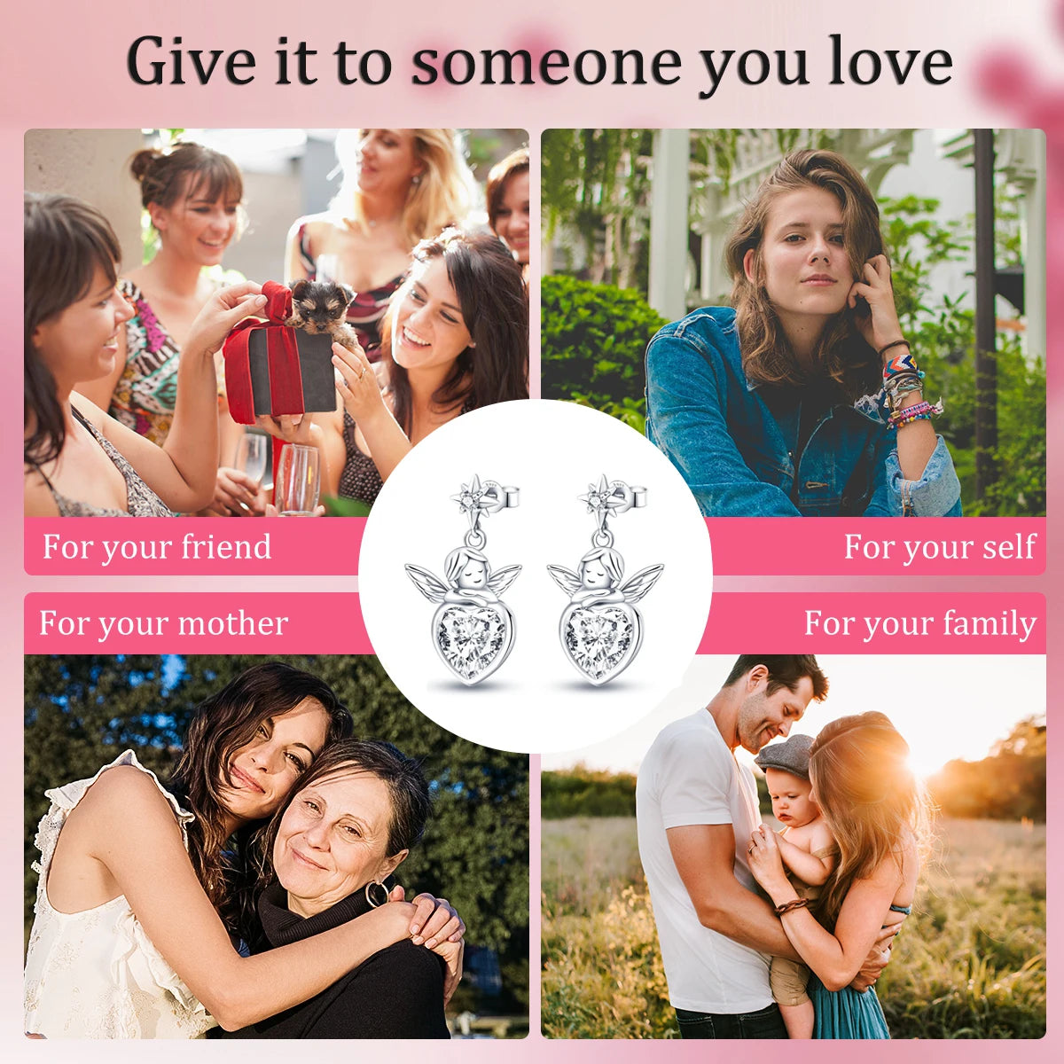 CYCUFF 925 Sterling Silver Angel Inlaid Zircon Earrings Drop Earrings Charm Jewelry Party Fashion Fine DIY Gift Making For Women