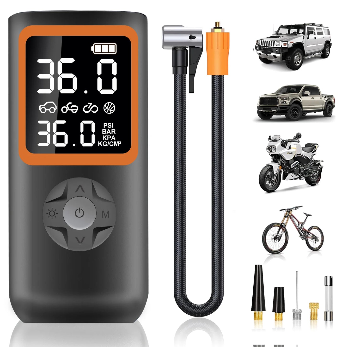 150PSI Wireless Tire Inflator Pump, Portable Air Compressor with Smart Digital Display and LED Light, for Cars Bicycles Motorc - TrendForce25