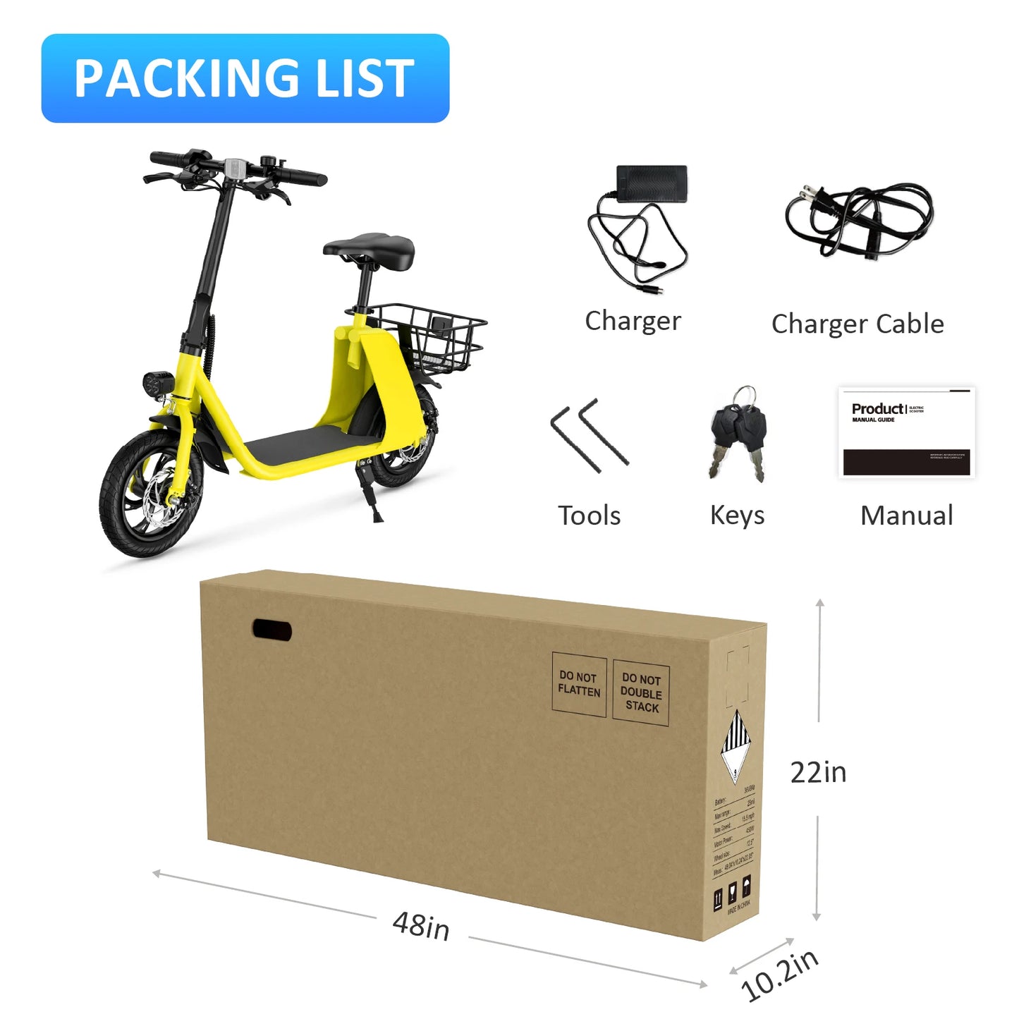 450W adult electric scooter 15.5mph, with seat and shopping basket, suitable for female electric scooters for urban commuting - TrendForce25
