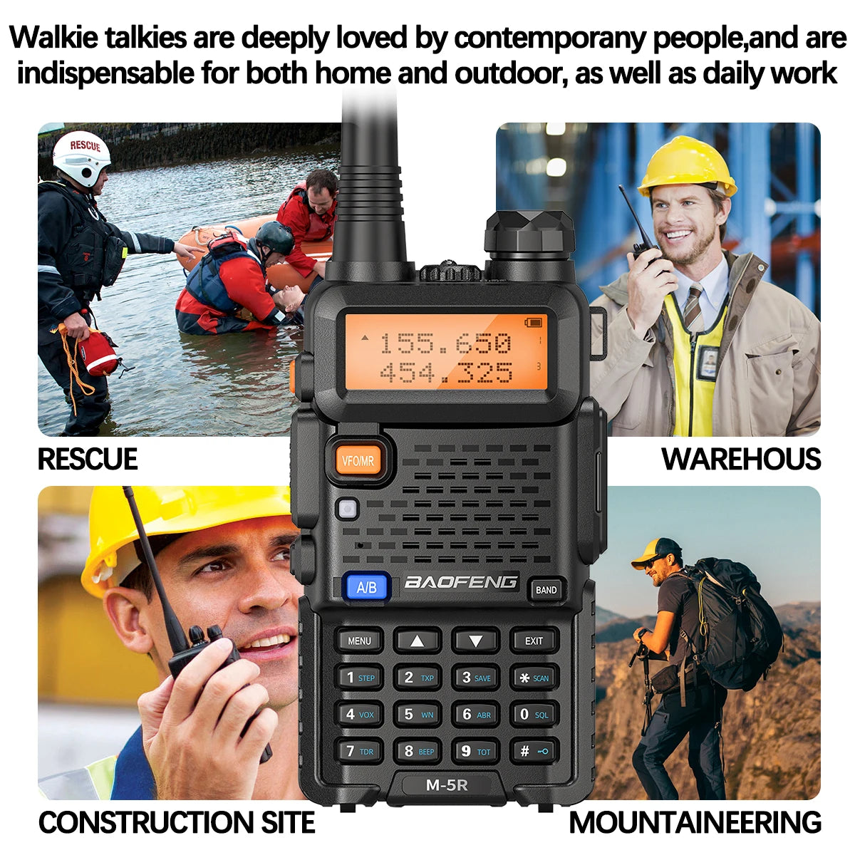 1/2PCS Baofeng M-5R 8W Walkie Talkie Multi Band Type-C Wireless Copy Frequency AM Long Range For UV-5R Two Way Ham Radio
