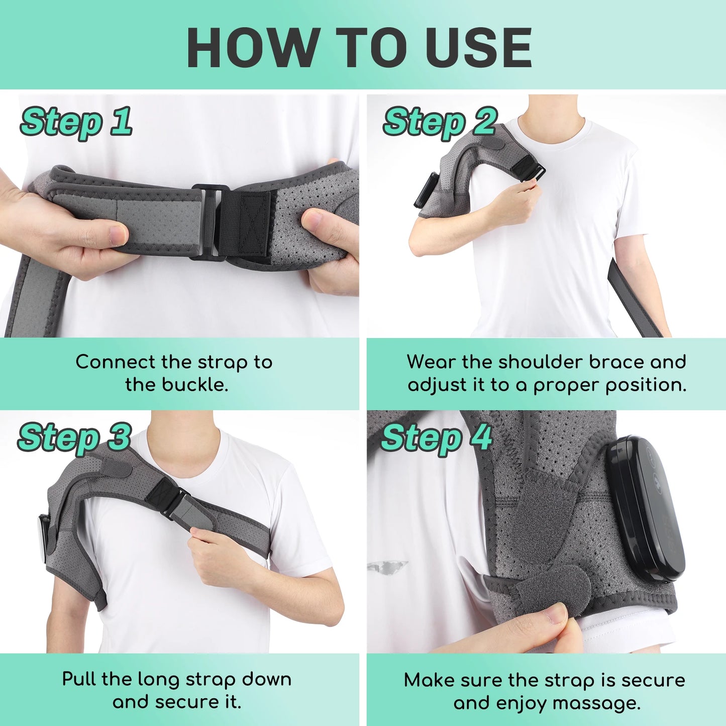 Adjustable Heating Vibration Shoulder Brace Support, Electric Heating Pad for Shoulder, Left and Right Shoulder Massager Warming - TrendForce25
