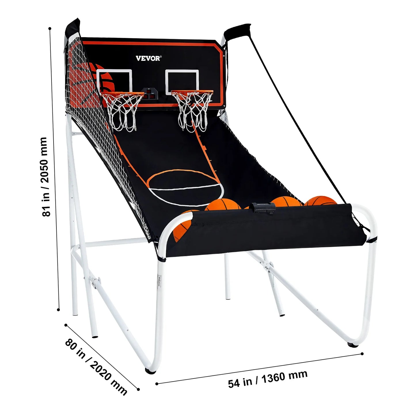 VEVOR Foldable Basketball Arcade Game 2 Player Indoor Basketball Game Home Dual Shot Sport w/ 4 Balls 8 Game Modes for Kid Adult
