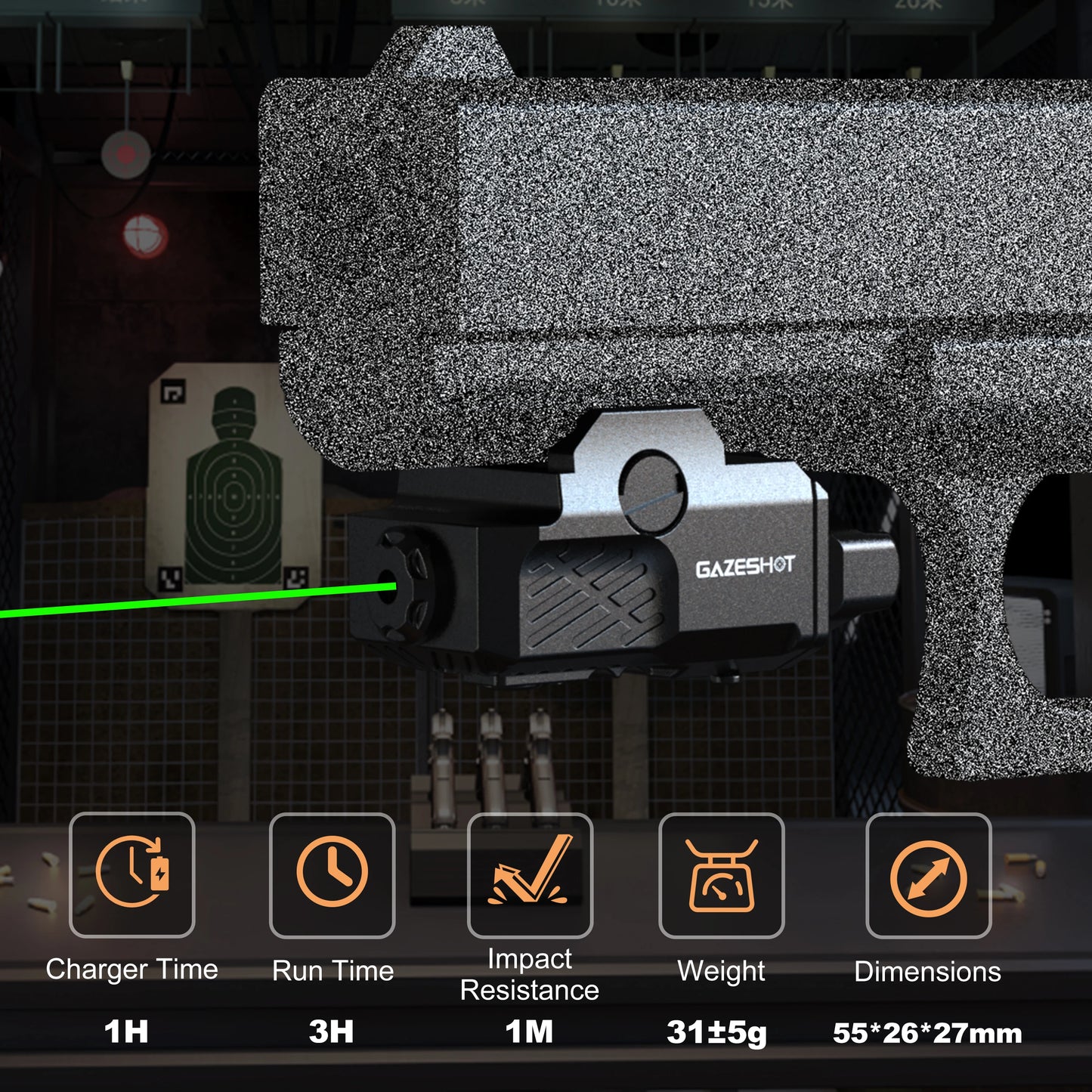 Blue Laser Sight Compatible with Picatinny Rail fit Pistol Glock Full Size Rechargeable Handgun Blue Laser Beam USB C Charging