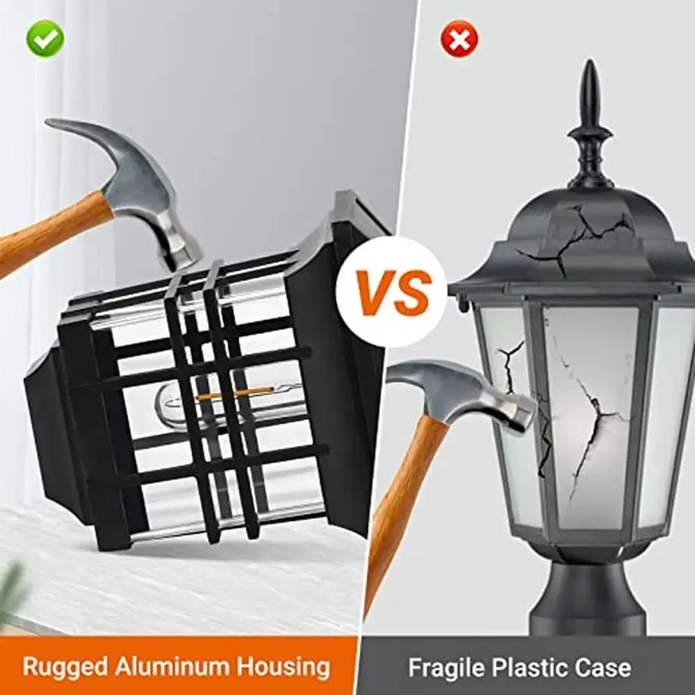 3-Head Solar Street Light Aluminum Waterproof Outdoor Lamp Post Energy-Efficient Garden Lighting Automatic Dusk to Dawn Black