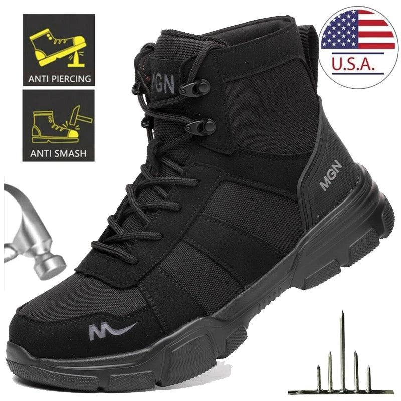 Work Boots Indestructible Safety Shoes Men Steel Toe Shoes Puncture-Proof Sneakers Male Footwear Shoes Women Non Slip Work Shoes - TrendForce25