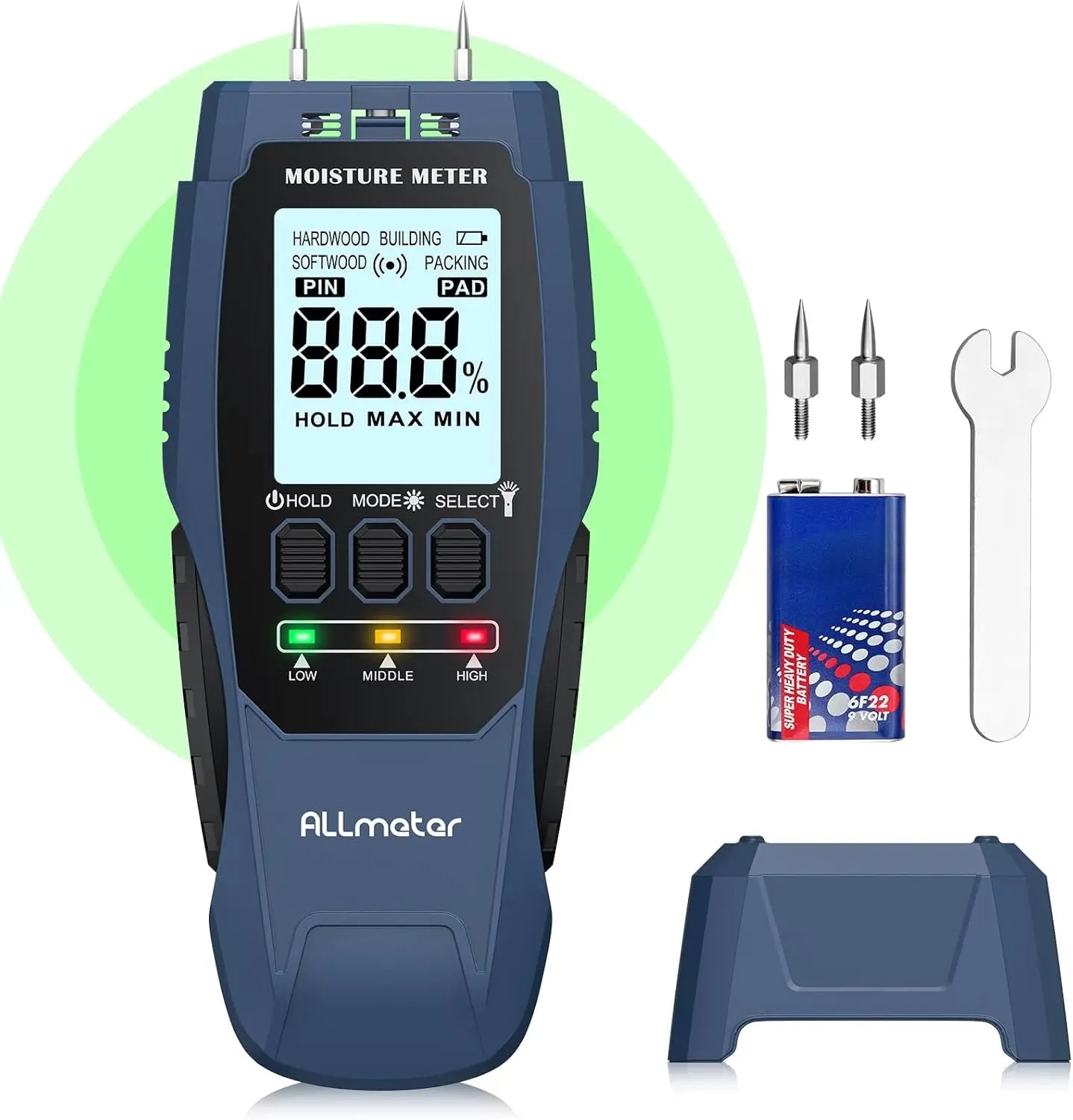 2-in-1 Digital Wood & Building Moisture Meter – Dual Pin & Pinless Tester for Home Renovation, Construction & Woodworking