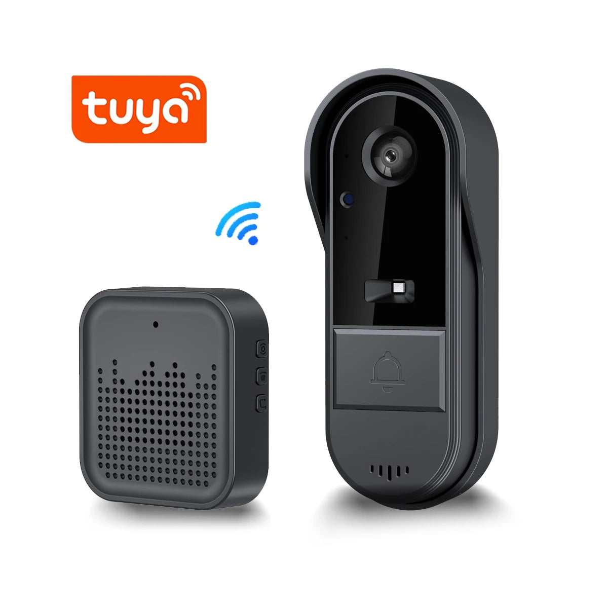 Tuya WiFi doorbell 2-way HD 1080P, microSD/cloud, waterproof, 1000mAh battery, long standby,Wireless Security Camera